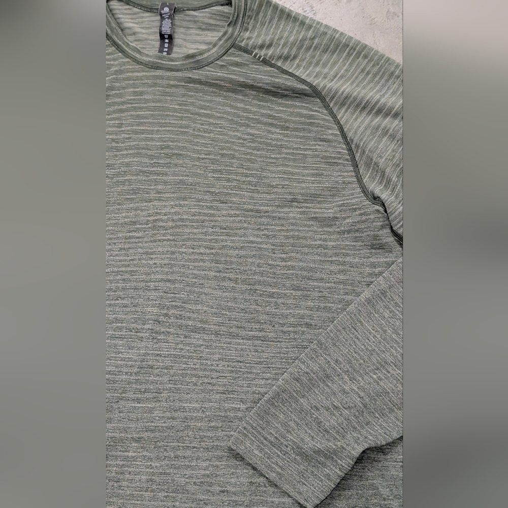 Lululemon Green Striped Shirt, Large